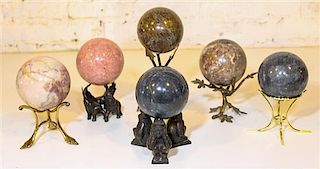 * Six Various Stone Spheres Diameter of largest 4 inches.