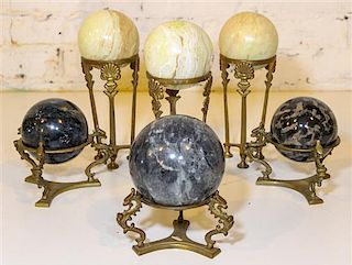 * Six Various Stone Spheres Diameter of largest 5 inches.