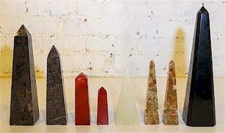 * Eight Stone Obelisks Height of tallest 12 1/2 inches.