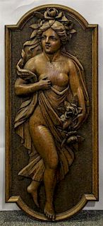 * A Carved Oak Relief Panel. Height 33 inches.