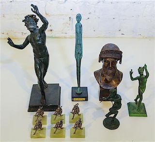 * Five Classical Bronze Figures, After the Antique Height of tallest 11 3/4 inches.