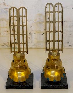 * Two Boehm Egyptian Gilt Masks. Height 13 1/2 inches.