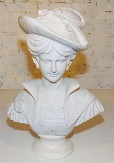 * A Marble Bust Height 22 3/4 inches.