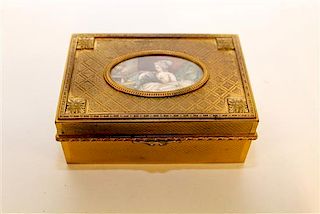 * A French Portrait Miniature Inset Table Casket. Width 4 3/4 inches.