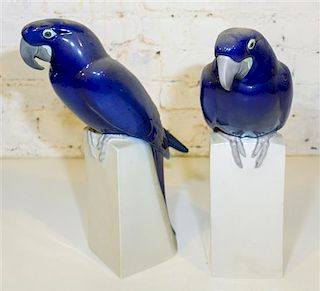 * A Pair of Royal Copenhagen Parrots. Height 16 1/4 inches.
