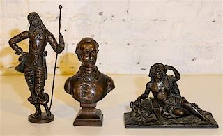 * Three Continental Bronze Figures. Height of tallest 9 3/4 inches.
