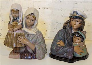 * Two Lladro Figural Groups of Parents and Children. Height of taller 12 1/2 inches.