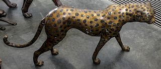 * A Brass Cheetah. Height 24 x length 51 1/2 inches.