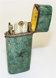 A Shagreen-Cased Drafting Set Height of case 6 5/8 inches.