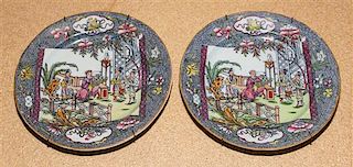 * A Pair of English Transfer Decorated Plates, Masons Diameter 8 3/8 inches.