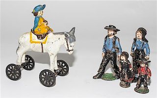 * A Collection of Five Painted Pewter Figures Height of tallest 6 1/2 inches.