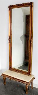 * A Victorian Style Giltwood Pier Mirror. Height of mirror 65 inches.