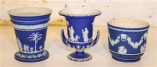 * Three Wedgwood Jasperware Articles Height of first 8 inches.