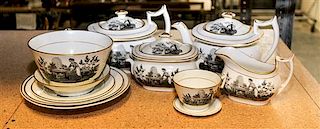 An English Porcelain Tea Service Width of teapot 9 3/4 inches.
