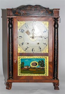 * An Eli Terry American Mahogany Shelf Clock. Height overall 28 1/2 inches.