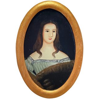MINIATURE OVAL PORTRAIT OF A COUNTESS OIL PAINTING
