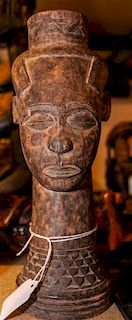 * An African Carved Wood Bust Height 10 inches.