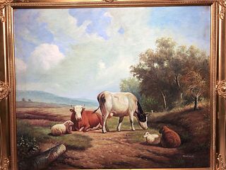 COWS & SHEEP OIL PAINTING