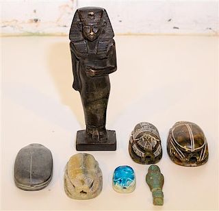 * A Collection of Egyptian Carved Stone Articles Height of tallest 9 inches.
