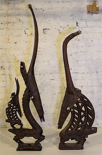 Two Bamana Chi Wara Headdresses Height of tallest 47 1/2 inches.