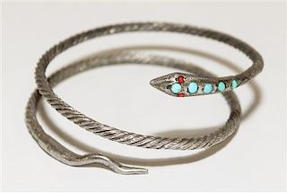 An Egyptian Silver Bracelet Diameter of exterior 2 3/4 inches.