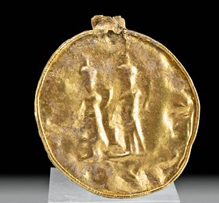 Greco-Roman Gold Medallion Pendant w/ Deity? Figures
