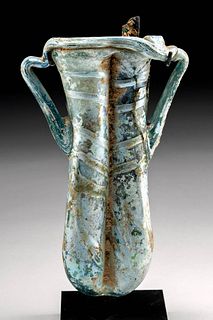 Roman Glass Double Unguentarium w/ Bronze Applicator
