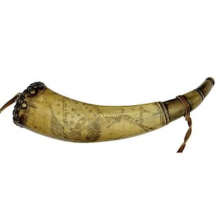 Engraved Powder Horn By Tansel