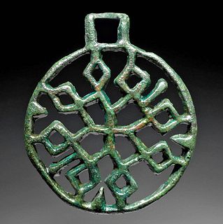 Rare Scythian Saka Openwork Bronze Medallion Pendant
