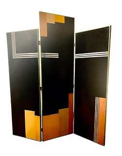 Attributed to Donald Deskey, Art Deco Period Three Panel Room Divider