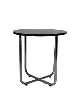 Machine Age Black Lacquered Wood and Chromed Steel Table