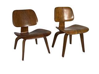 Two Eames Plywood Chairs, LCW and DCW