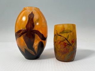 A Daum and a Delatte Cameo Glass Vase