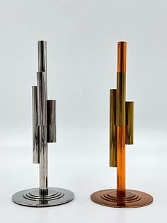 Pair of Chase Brass Modernist Bud Vases
