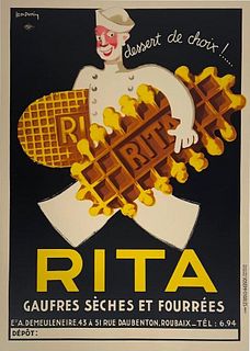 Leon Dupin Lithograph Poster, Rita, Dessert de Choix!