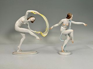 Two Herend Porcelain Figures of Dancers