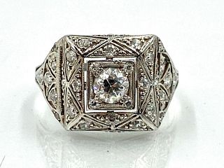 Art Deco Period Platinum and Diamond Ring