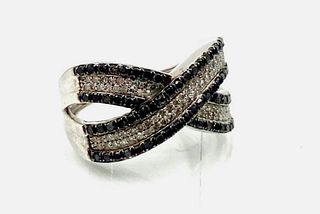 Deco Style Diamond Bypass Ring