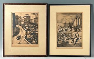 Two Etchings by Karoly Patko