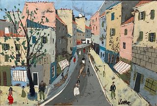 Maurice Verrier (Charles Levier) Oil, Paris Street Scene