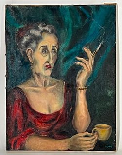 Charlotte Lee Zychick Oil, Woman with a Cigarette