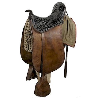 Civilian Half Spanish Saddle with Quilted Seat and Attached Shabraque
