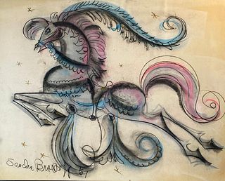 Sascha Brastoff Chalk Drawing, Circus Horse