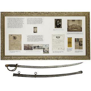 Richard Green Civil War POW Framed Archive and Sword