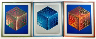Victor Vasarely Serigraph, Triptych