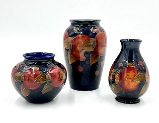 Three Moorcroft Vases, Pomegranate Design