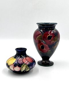 Two Moorcroft Vases, Pomegranate and Plums Design