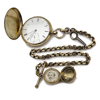 Bergner & Fils Hunter Case Pocket Watch in 18 Karat Yellow Gold for Colonel Audenried of the United States Army