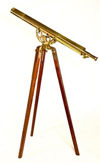 Bausch and Lomb Brass and Wood Floor Telescope
