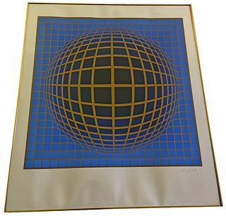 VASARELY Kinetic Composition, Blue Sphere